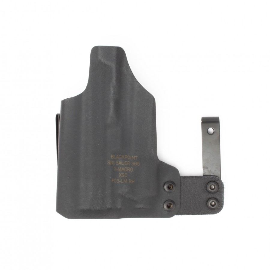 BlackPoint Tactical RH F03 Light Mounted Holster, Sig P365 X-MACRO, Surefire XSC (Glock 43X Railed/48 Railed), Black, 1.75" Metal IWB