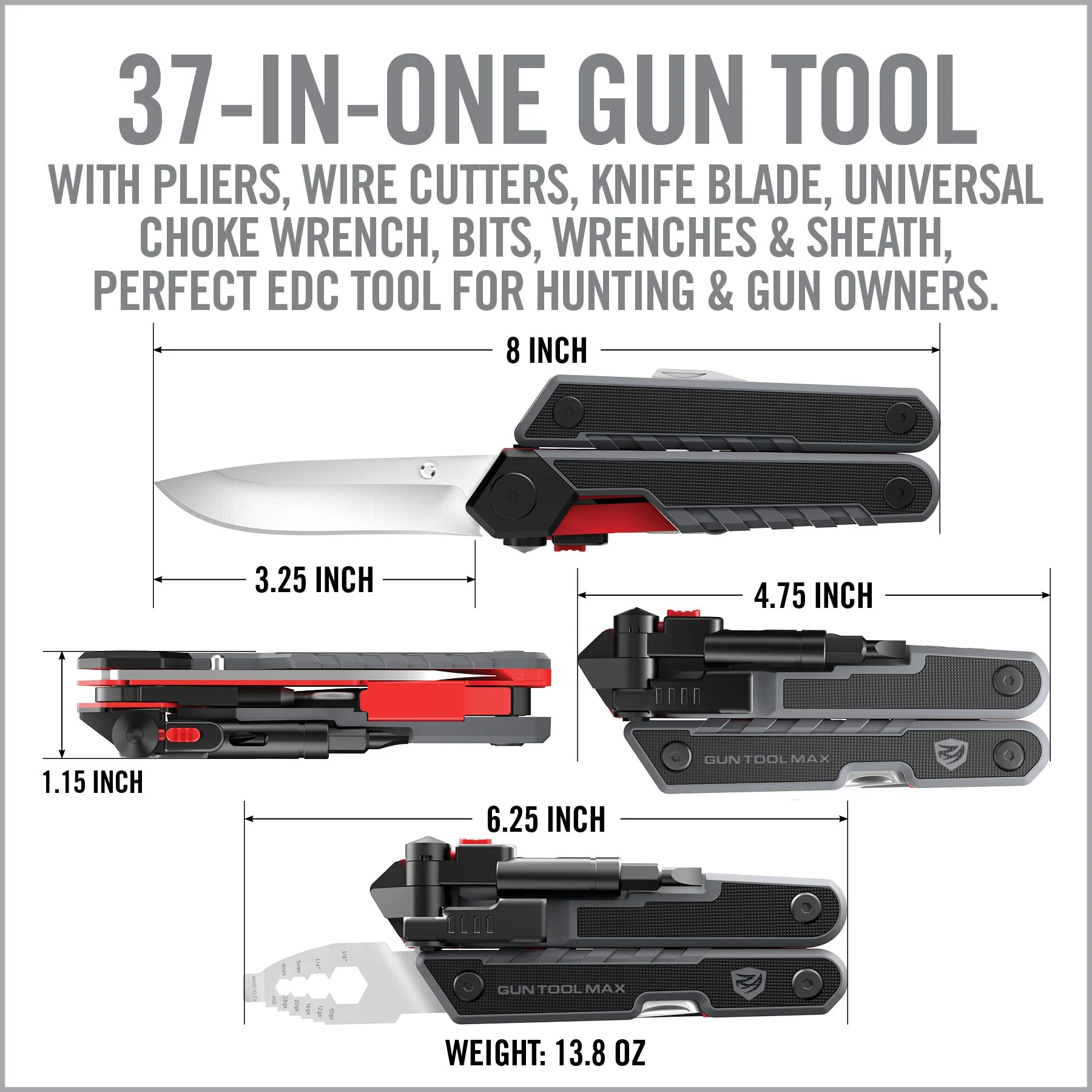 Real Avid - Gun Tool Max, Ma40 Stainless Steel, Black