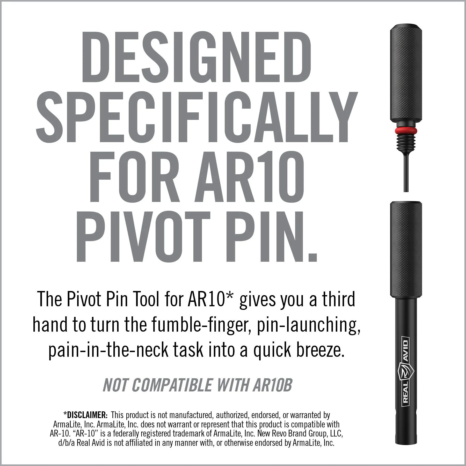 Real Avid AR10 Pivot Pin Tool, Fits AR10, Black 