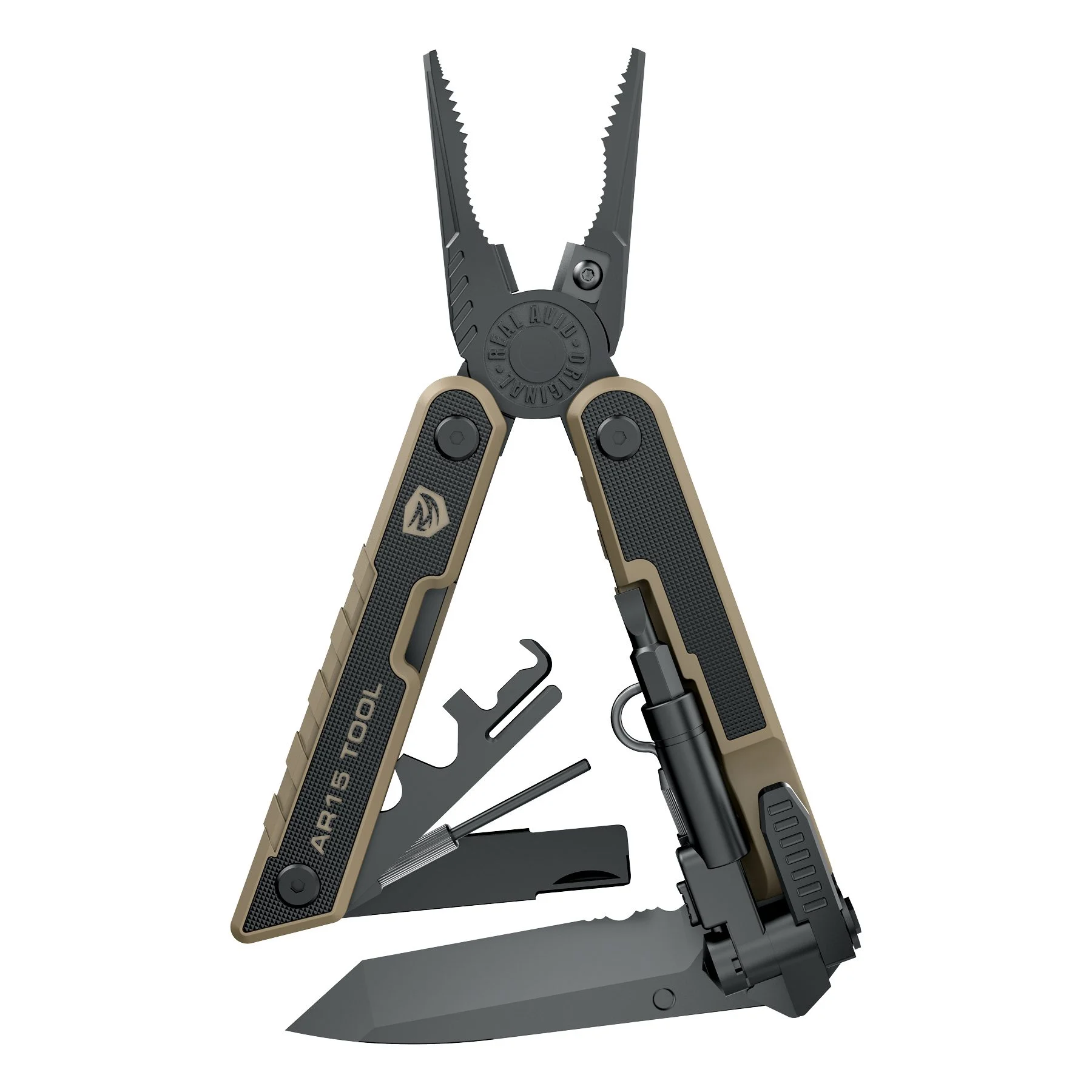 Real Avid AR15 Tool, Multi-Tool, Black/Tan Finish, Stainless Steel