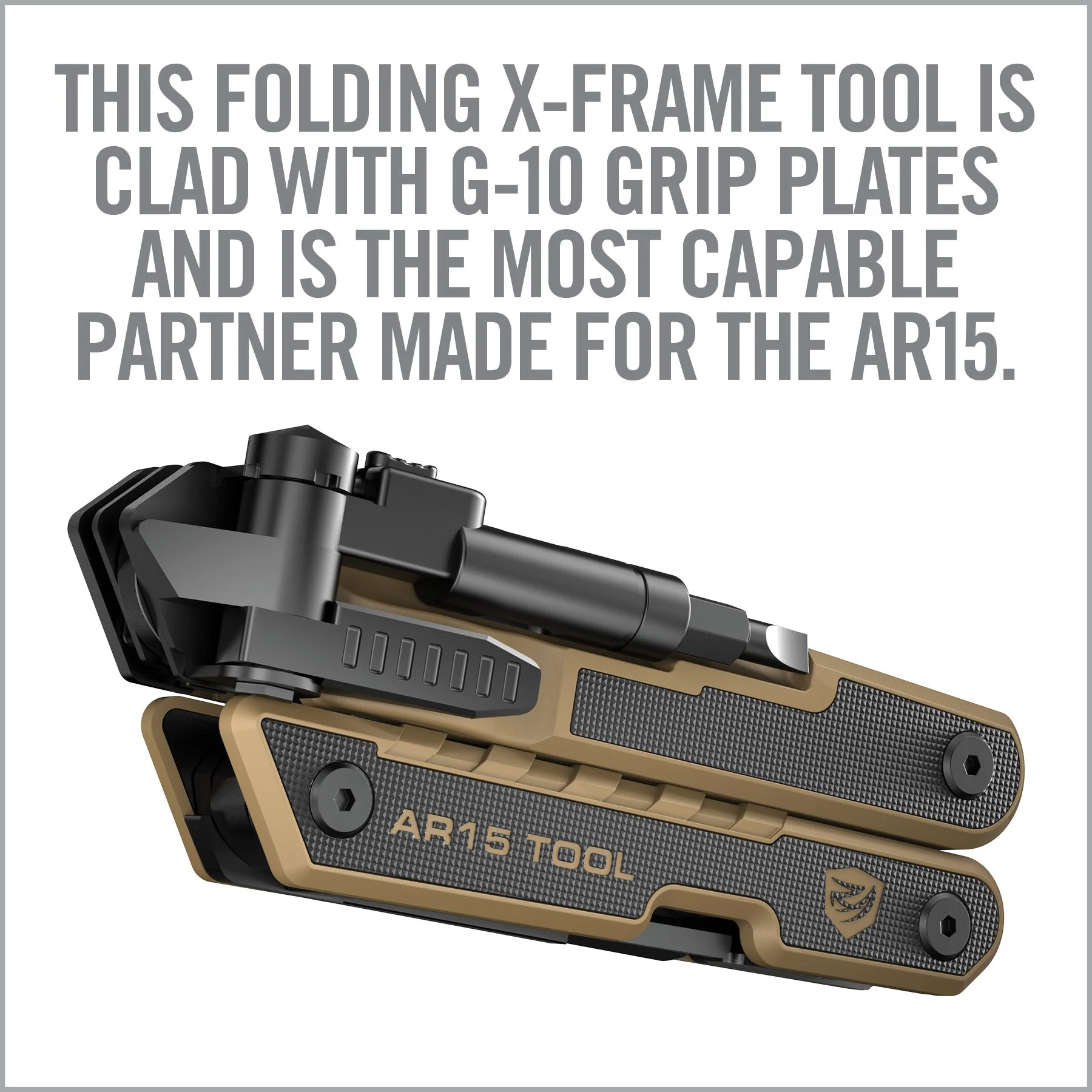 Real Avid AR15 Tool, Multi-Tool, Black/Tan Finish, Stainless Steel