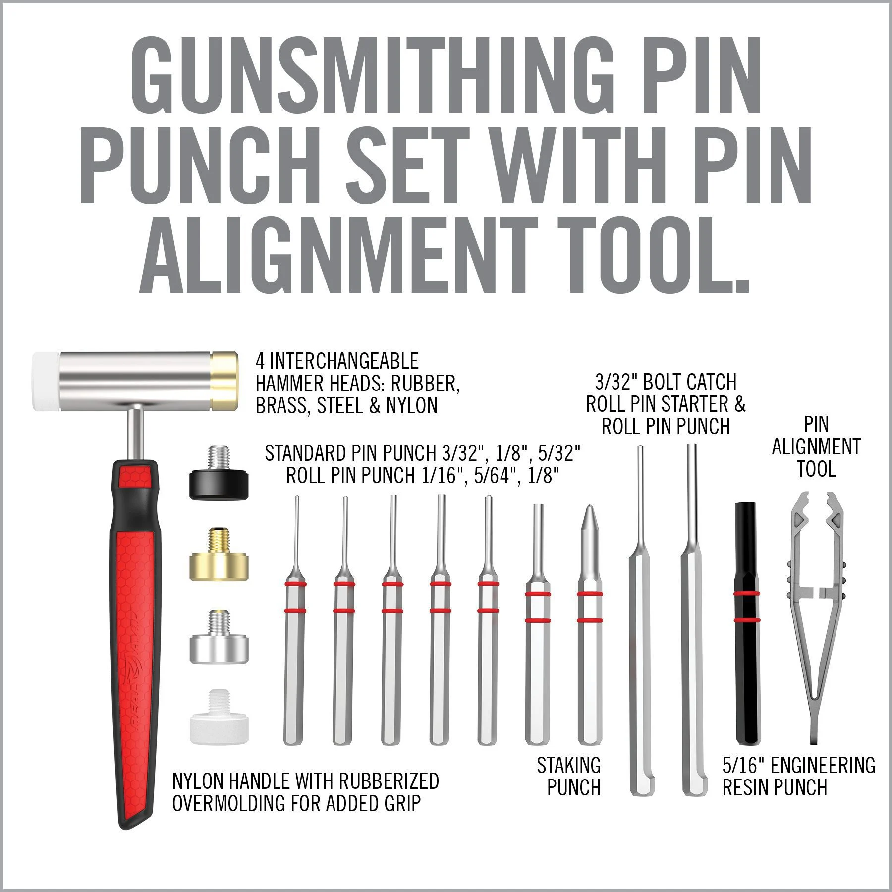 Real Avid Accu-Punch Hammer & AR-15 Pin Punch Set