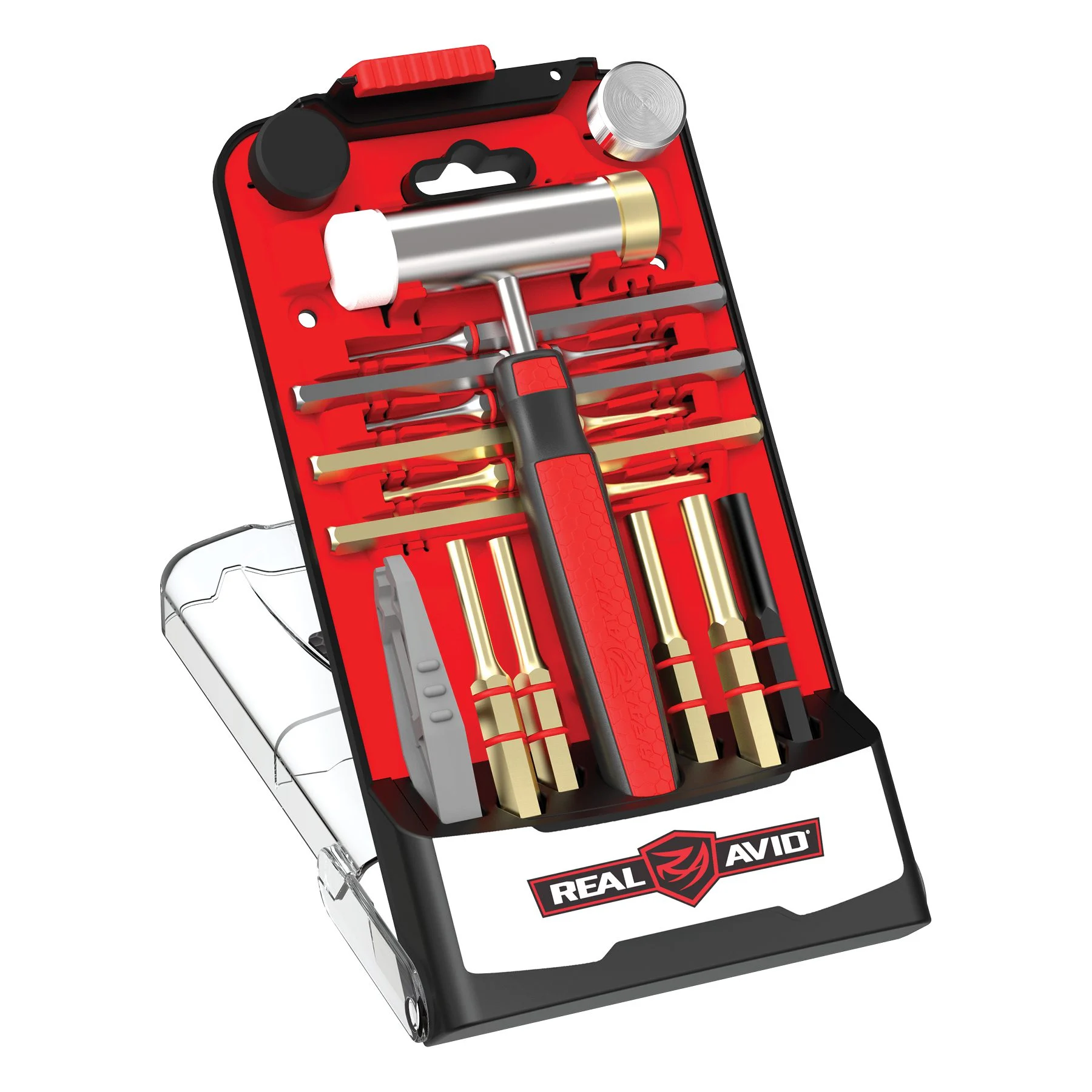 Real Avid Accu-Punch Hammer & Punch Set, Includes Rubber/Brass/Nylon/Steel Hammer Heads