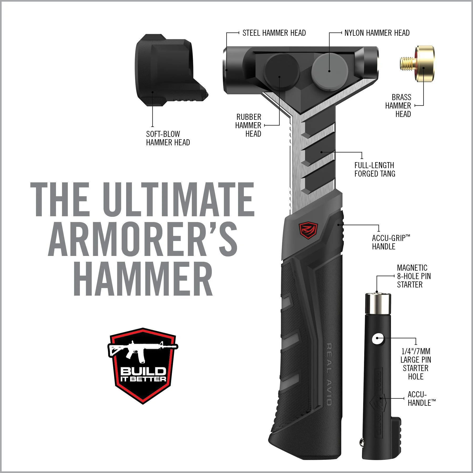 Real Avid Armorer's Hammer, Black and Gray