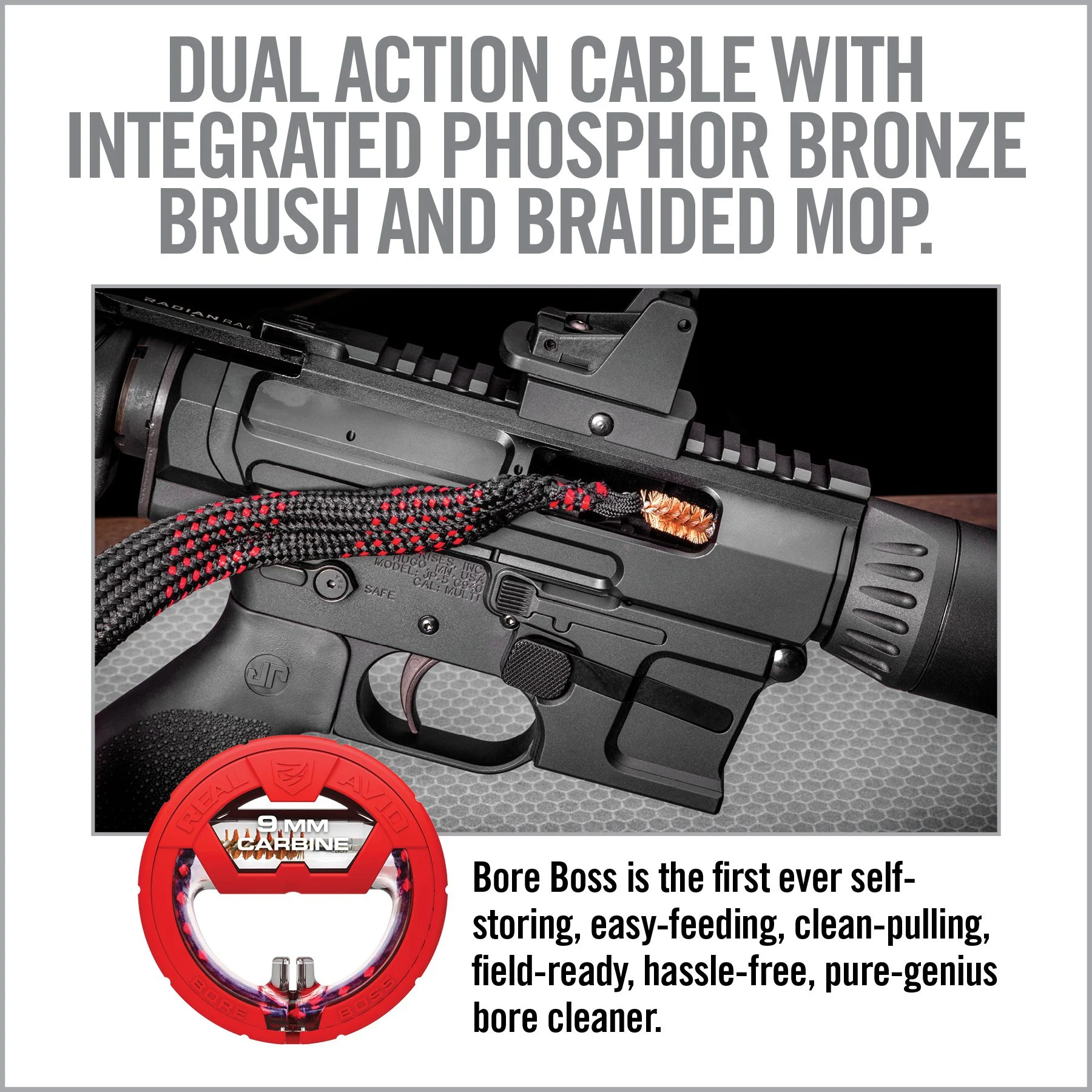 Real Avid Bore Boss, Bore Cleaner, 9mm Carbine 