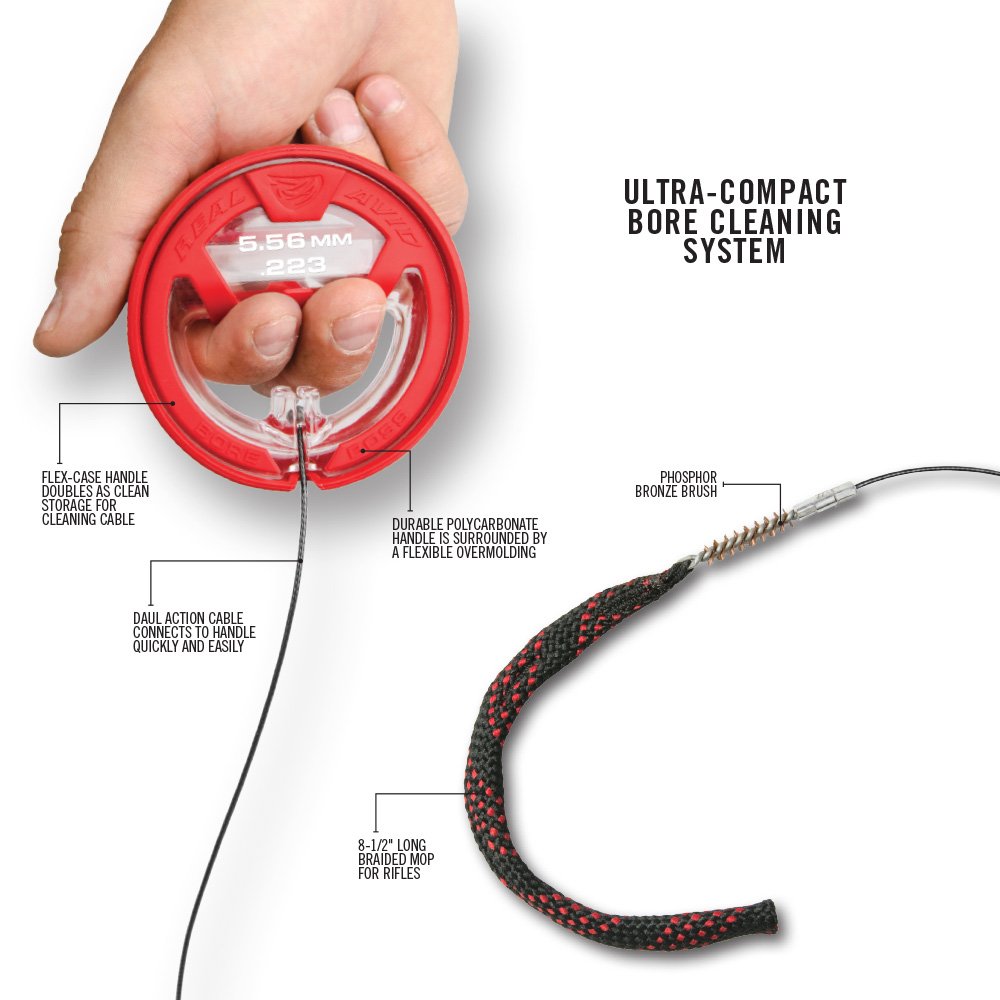Real Avid Bore Boss, Ultra-Compact Bore Cleaning System, Fits .243, .260, 6.5mm Caliber Firearms