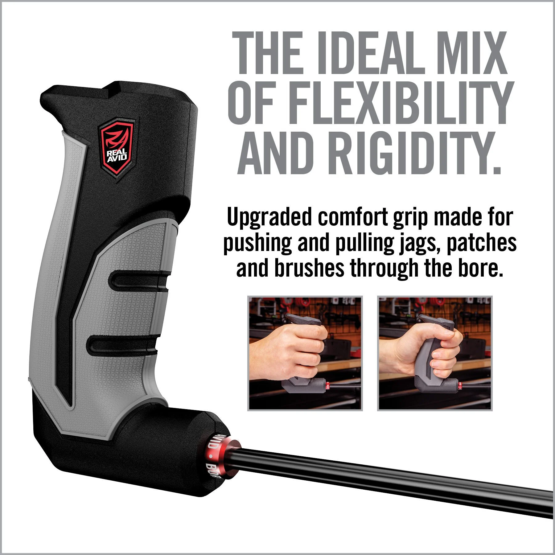 Real Avid Bore-Max Smart Rod, Fits Pistols, 9", Carbon Fiber Rod