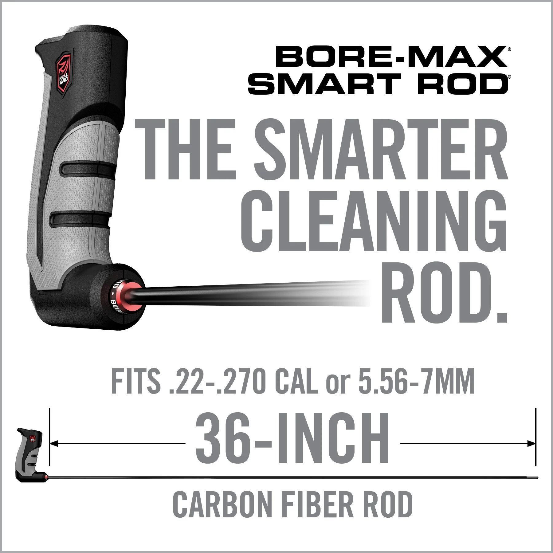 Real Avid Bore-Max Smart Rod, .22 Cal, 36" Carbon Fiber Rod 