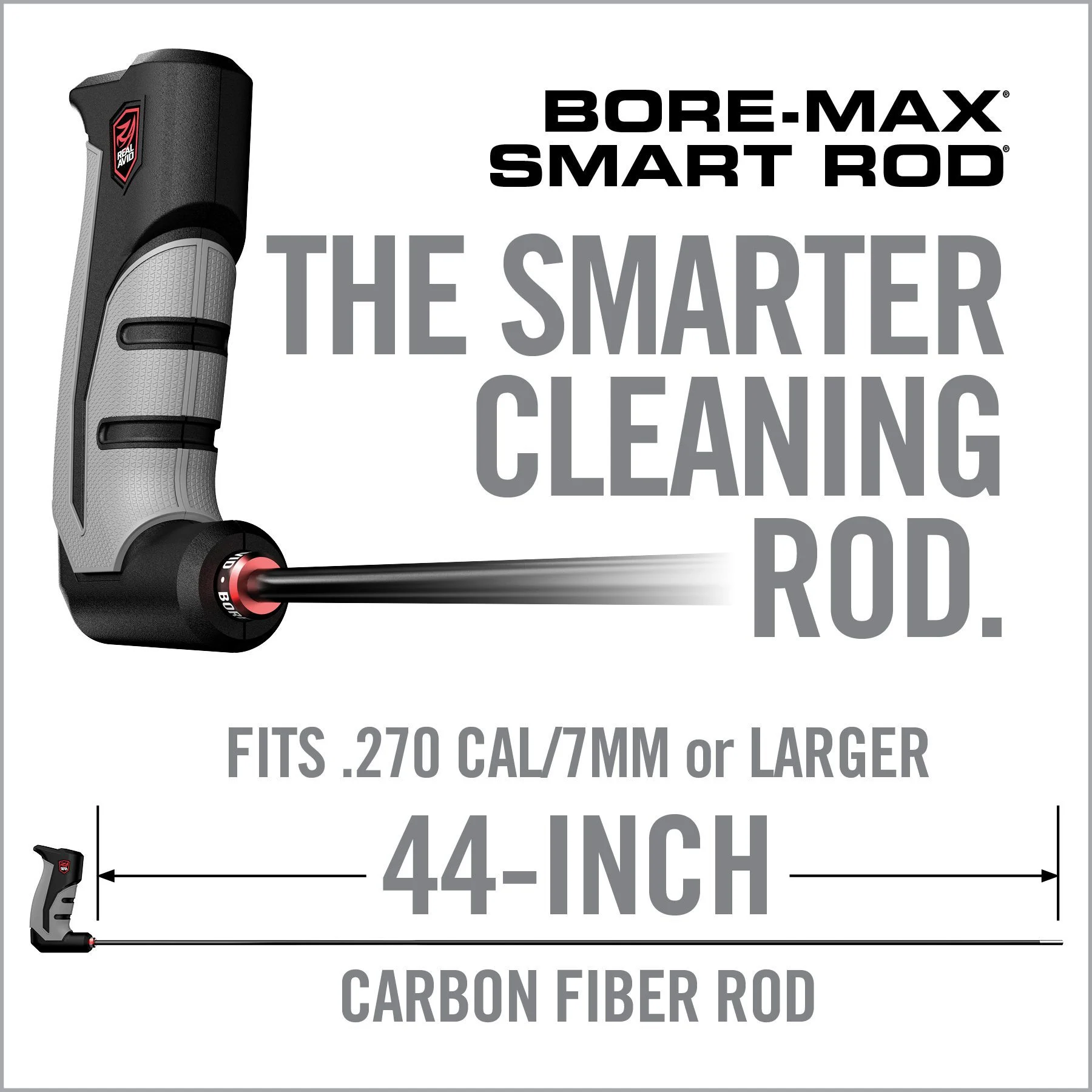 Real Avid Bore-Max Smart Rod, .30 Cal, 44" Carbon Fiber Cleaning Rod 