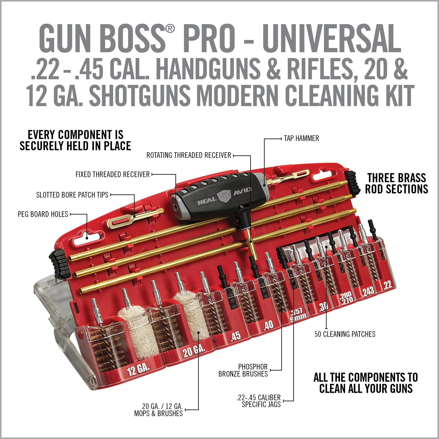 Real Avid Cleaning Kit, Gun Boss Pro-Universal Gun Cleaning Kit,