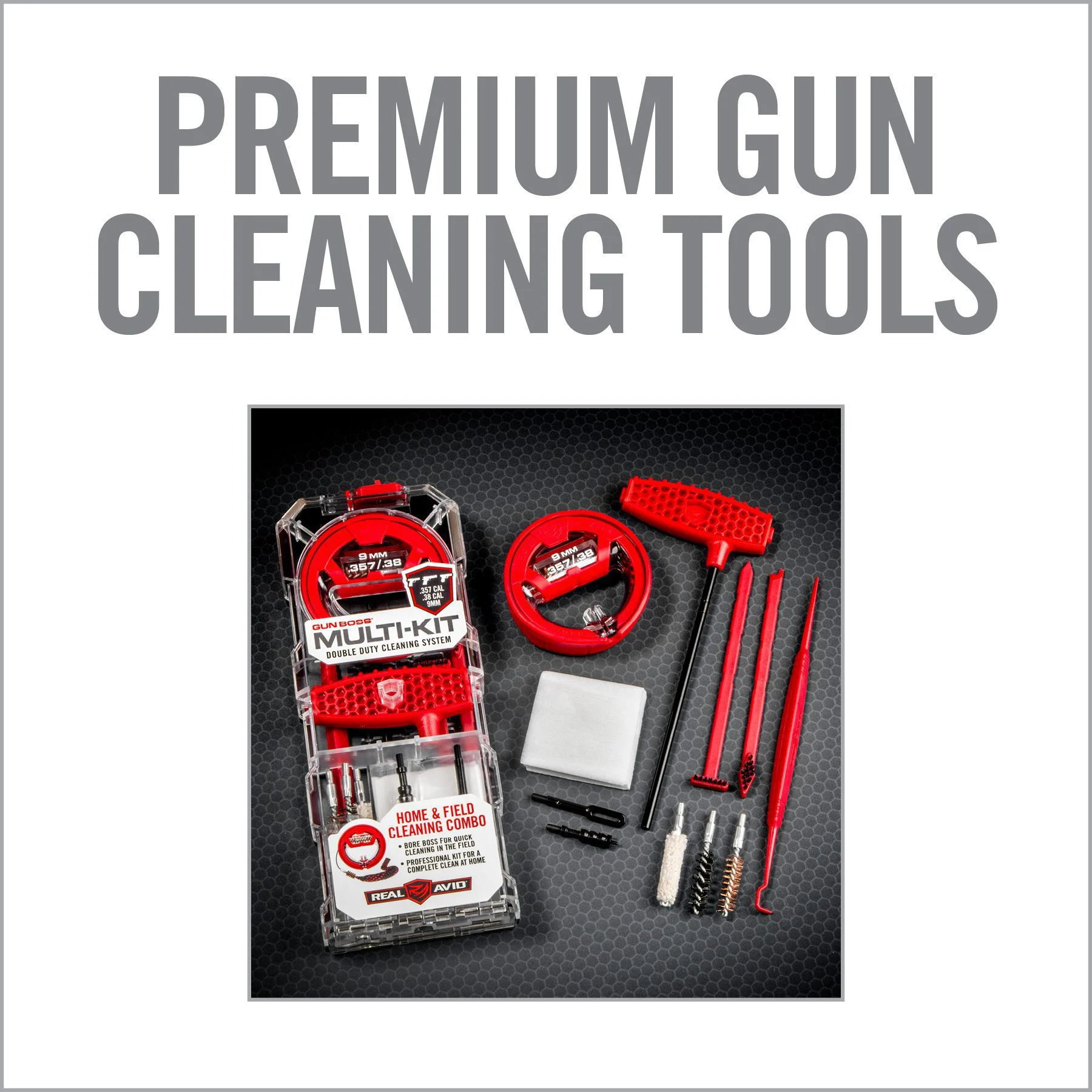 Real Avid Gun Boss, Multi-Kit,  Fits .357, .38, and 9mm Handguns 