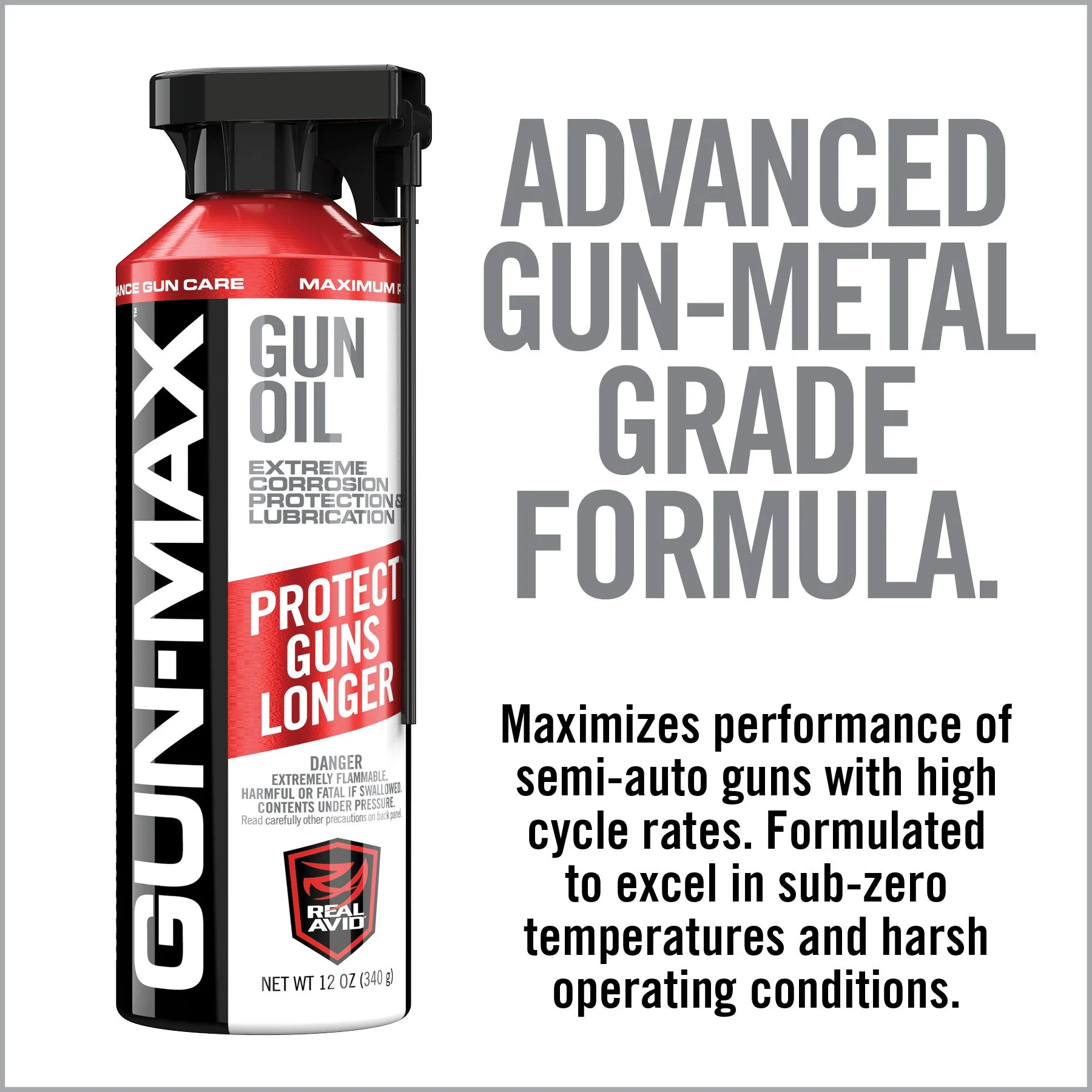 Real Avid Gun Max Gun Oil, Aerosol, 12oz Can 