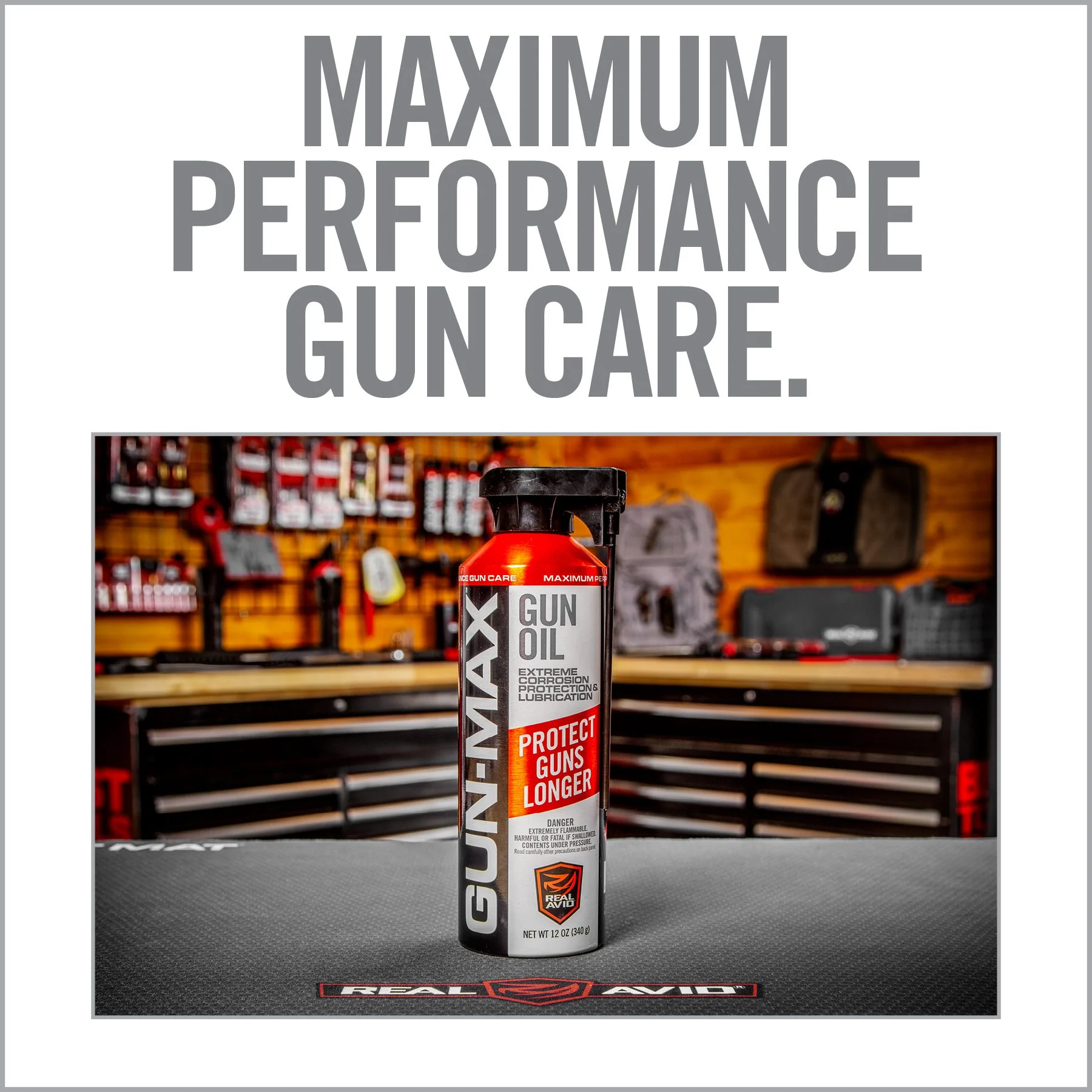 Real Avid Gun Max Gun Oil, Aerosol, 12oz Can 