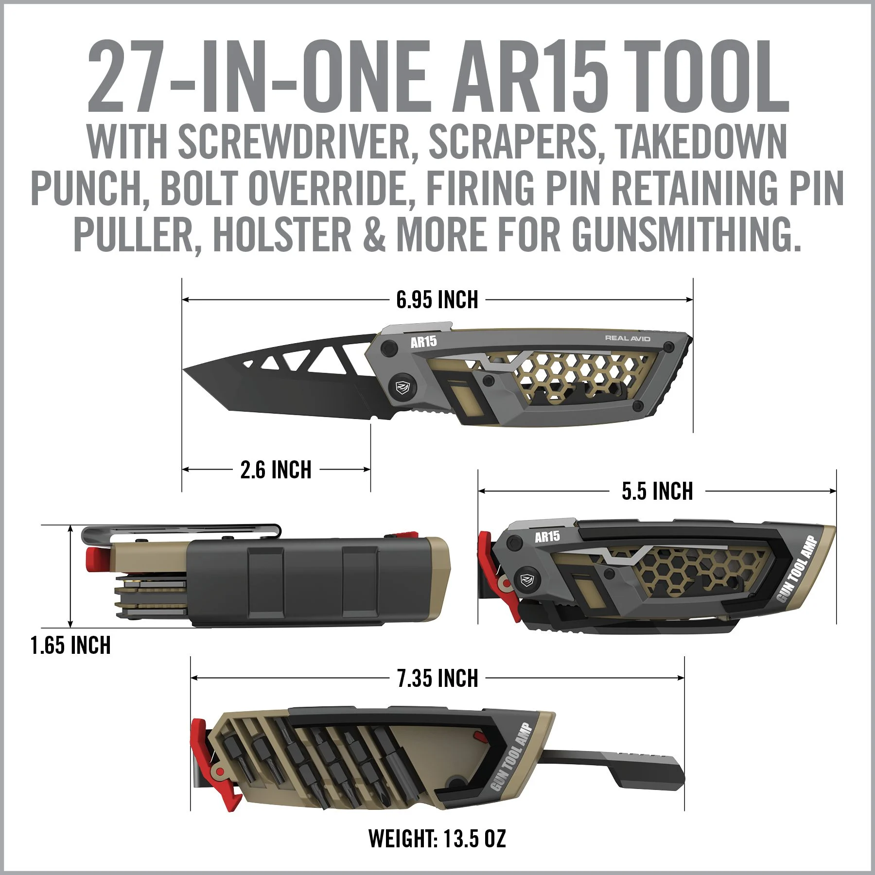 Real Avid Gun Tool AMP, Next-Gen Gun Readiness Multi-Tool, AR15