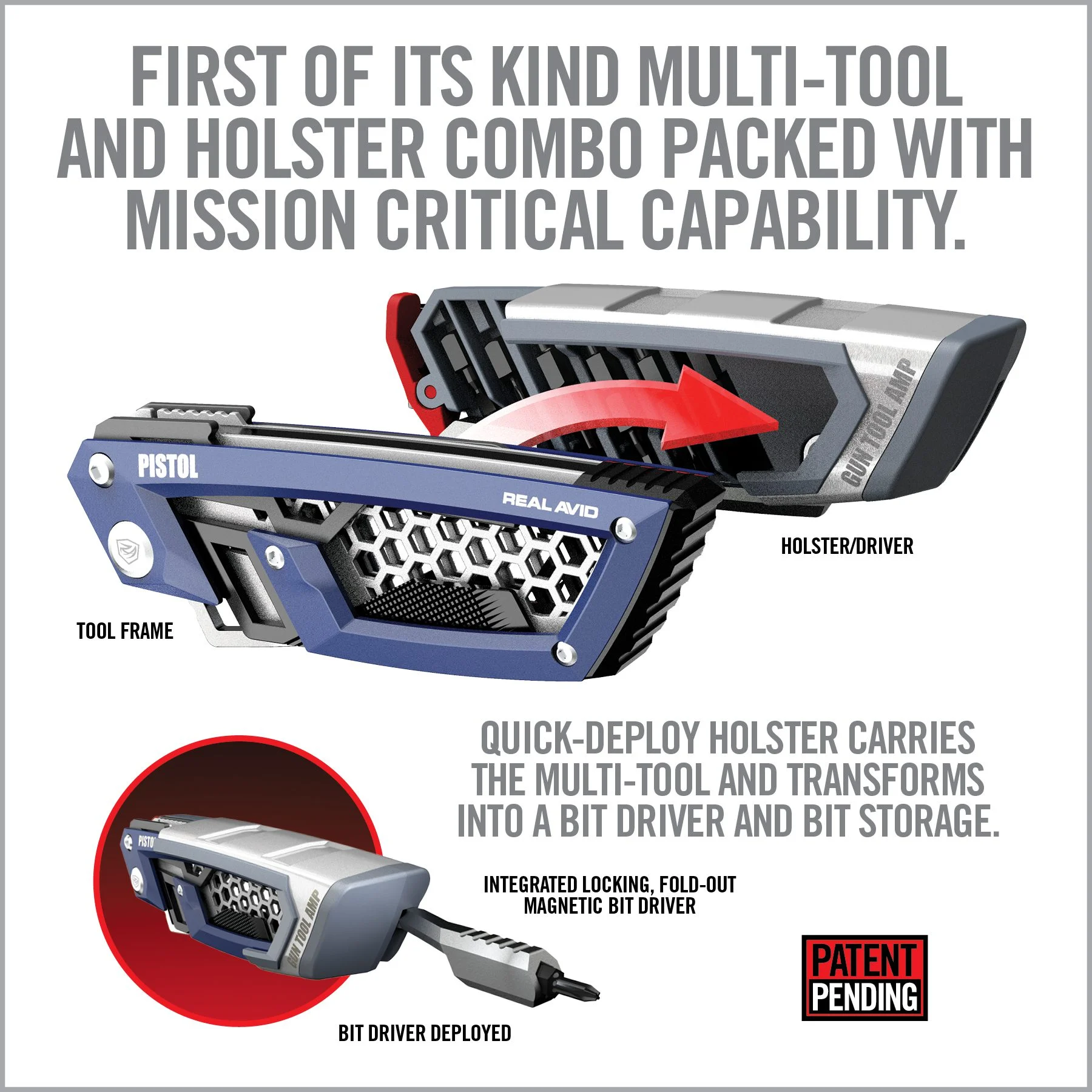 Real Avid Gun Tool AMP, Next-Gen Gun Readiness Multi-Tool, For Pistol