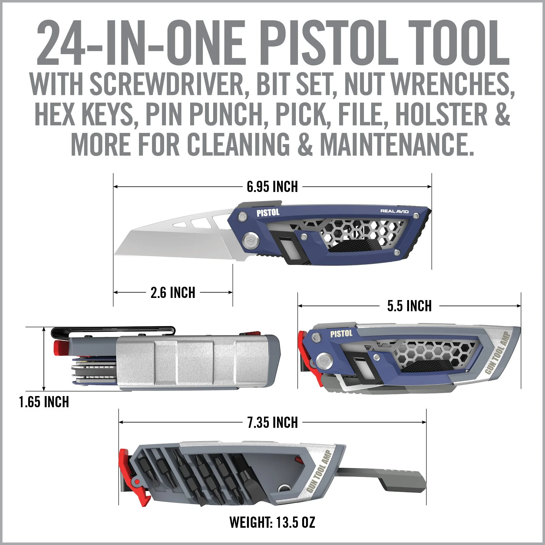 Real Avid Gun Tool AMP, Next-Gen Gun Readiness Multi-Tool, For Pistol