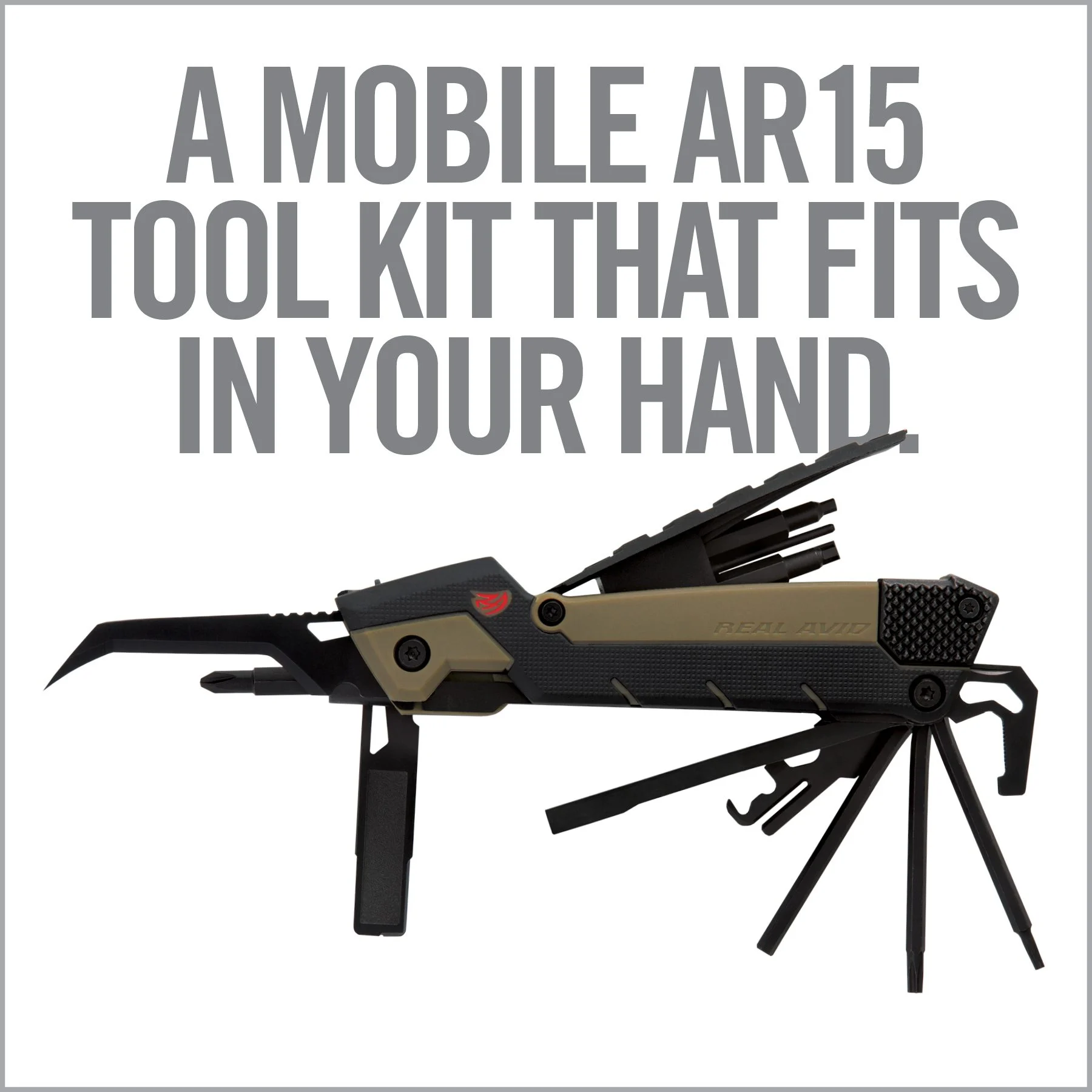 Real Avid Gun Tool Pro AR15, Multi-Tool, Optimized for the AR15, Flat Dark Earth/ Black