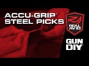 Real Avid Accu-Grip Steel Picks, Set of 5 Double Sided Picks, Silver with Red Rubber Grips