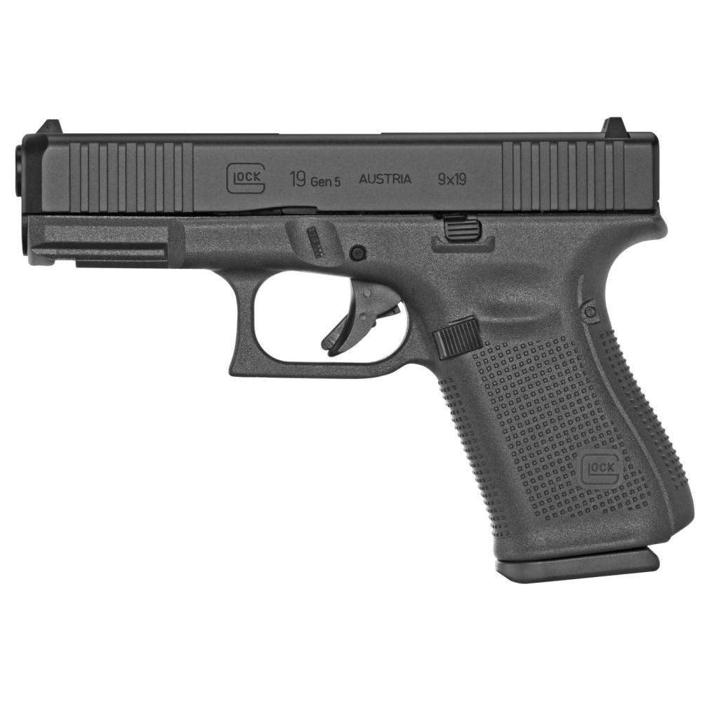 Glock 19 Gen5 9MM 4.02" 15Rds 2 Mags DLC Black