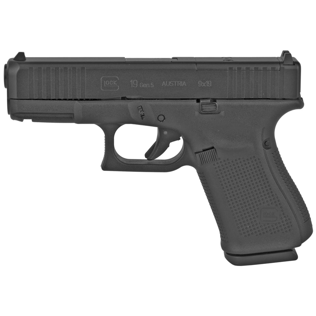 Glock 19 Gen5 MOS 9MM 4.02" 15Rds 2 Mags DLC Black