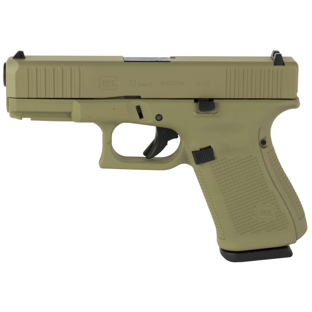 Glock 19 Gen5 9MM 4.02" 15Rds 3 Mags Cerakote Coyote Tan