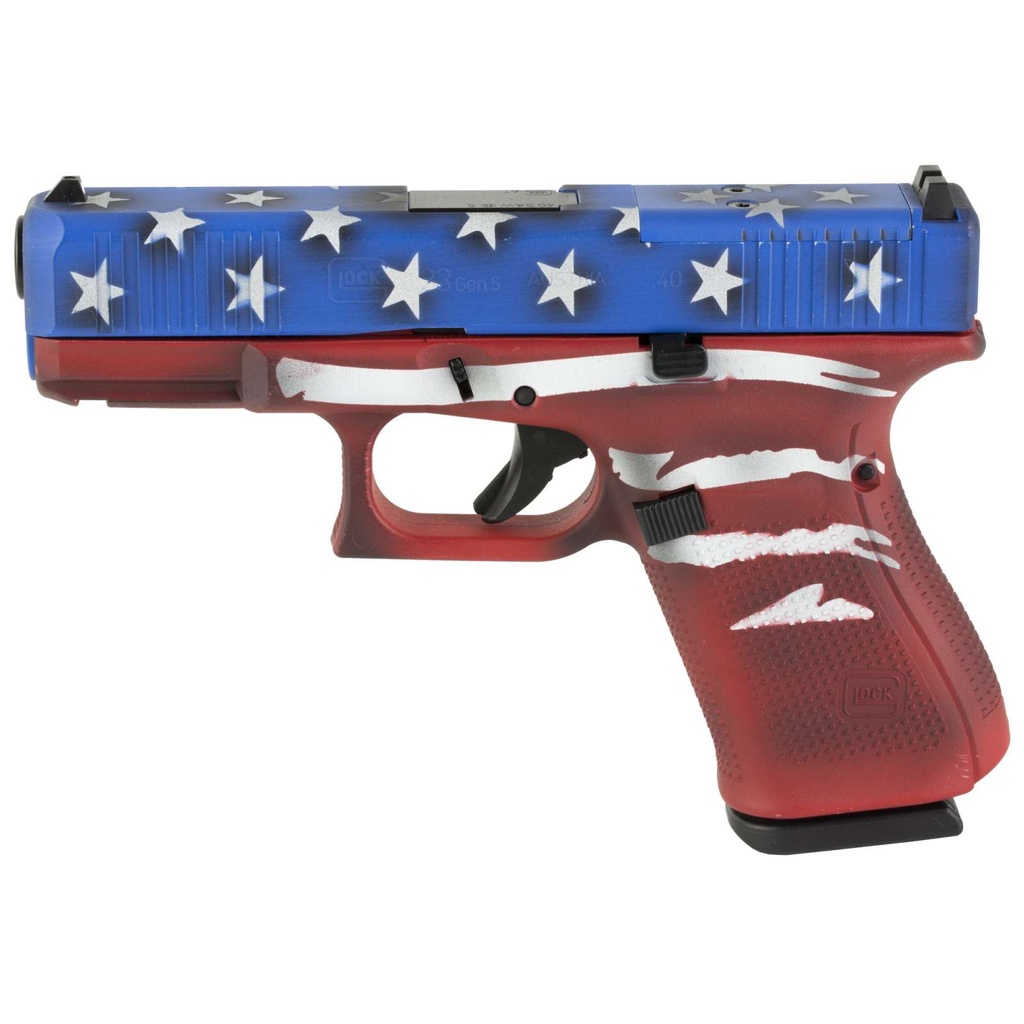 Glock 23 Gen5 MOS 40SW 4.02" 13Rds 3 Mags Cerakote Red/White/Blue BW Flag