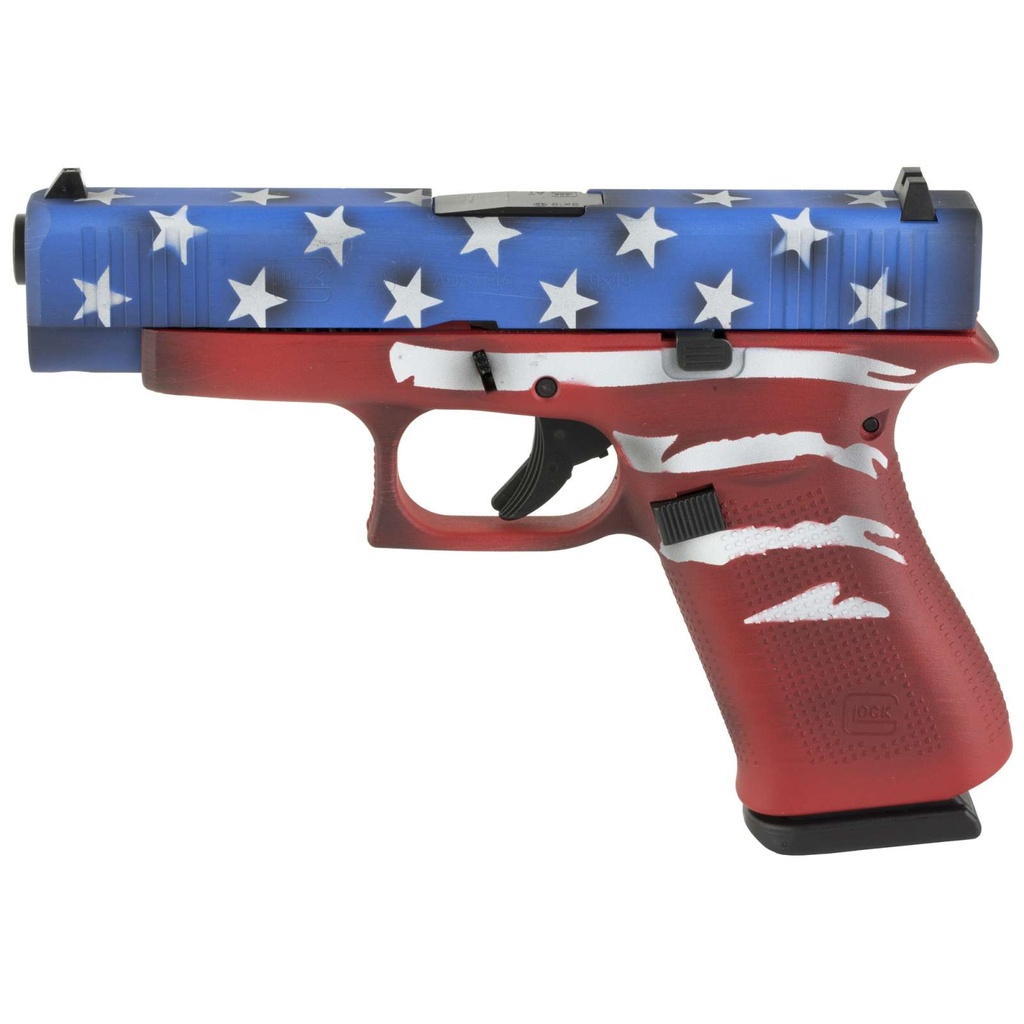 Glock 48 9MM 4.17" 10Rds 2 Mags Cerakote Red/White/Blue BW Flag