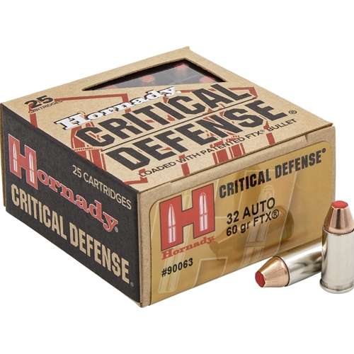 Hornady 90063 Critical Defense  32 ACP 60 gr Flex Tip eXpanding 25 Bx/ 10 Cs