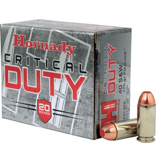 Hornady 91376 Critical Duty  40 S&W 175 gr FlexLock 20 Bx/ 10 Cs