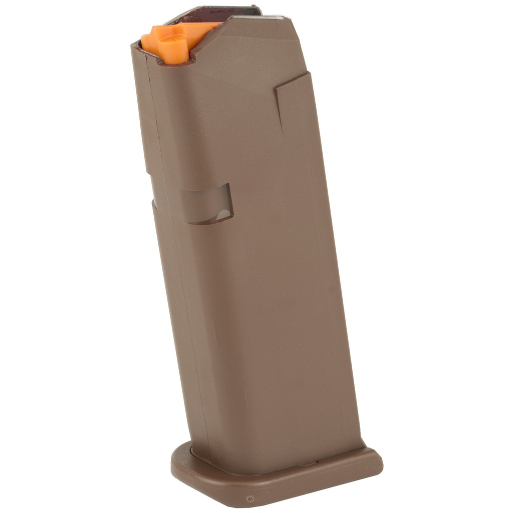 Glock 19 Magazine 9MM 15Rds Detachable Orange Follower Flat Dark Earth