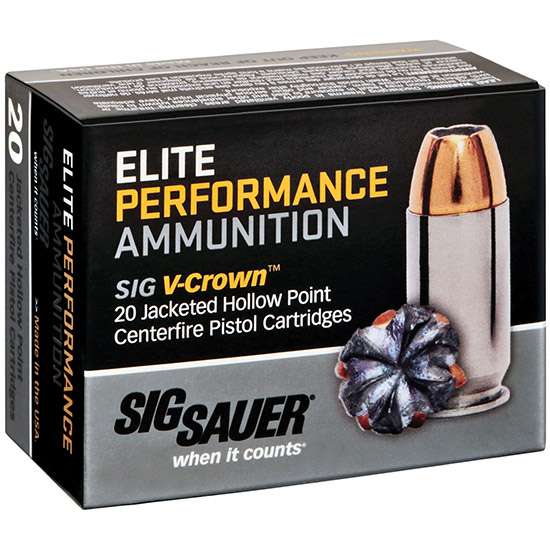 Sig Sauer E10MM120 Elite V-Crown 10mm Auto 180 gr Jacketed Hollow Point (JHP) 20 Bx/ 10 Cs