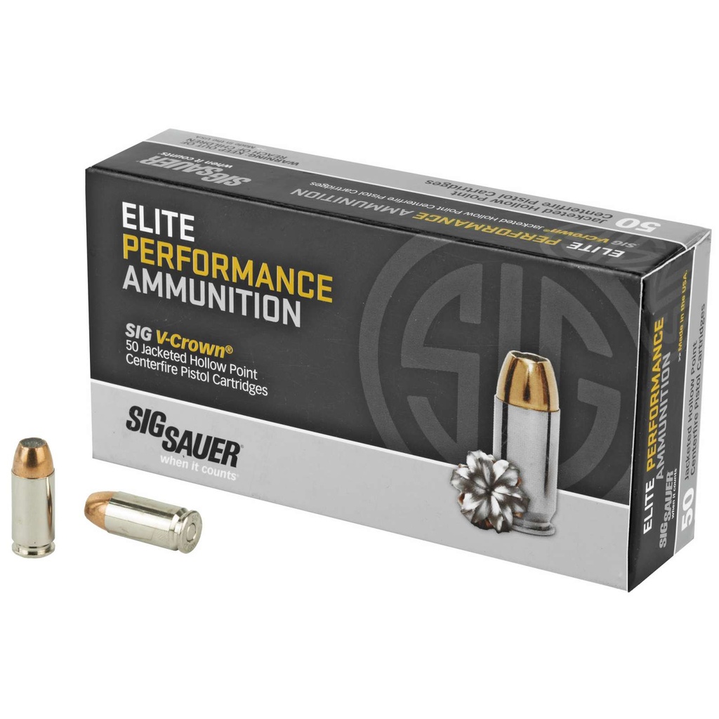 Sig Sauer E40SW150 Elite V-Crown 40 S&W 165 gr Jacketed Hollow Point (JHP) 50 Bx/ 10 Cs