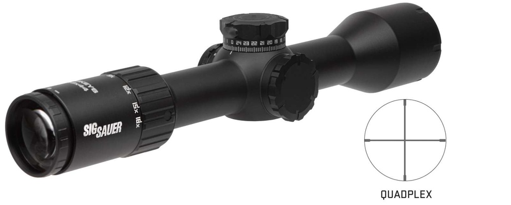 Sig Sauer Whiskey 6 3-18x44mm Rifle Scope SFP Quadplex Reticle Black