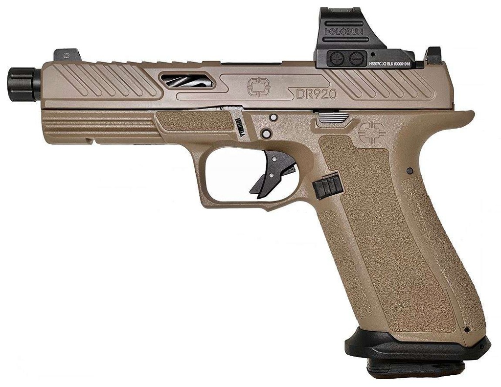 Shadow Systems DR920 Elite 9MM Fullsize 5" Threaded With Holoson 507c 17Rds FDE