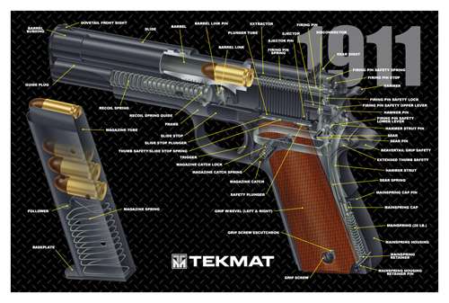 TekMat Gun Cleaning Mat 1911 3D Cutaway 11" x 17" Black