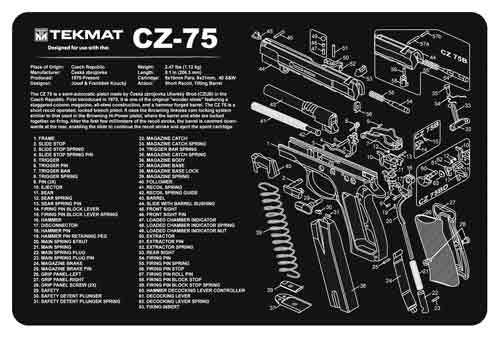 TekMat Cleaning Mat CZ-75 Pistol Size 11"x17" Black