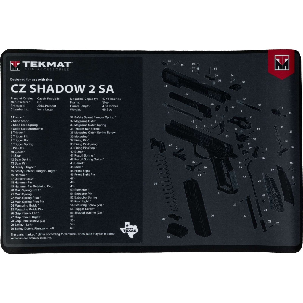 TekMat Gun Cleaning Mat CZ Shadow 2 11"x17" Black