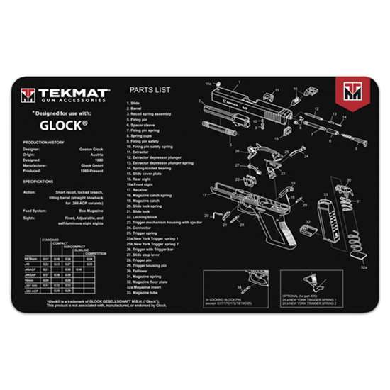 TekMat Original Cleaning Mat Glock Parts Diagram 11" x 17" Black