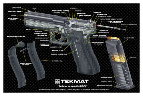 TekMat Original Cleaning Mat Glock 3D Cutaway 11" x 17" Gray