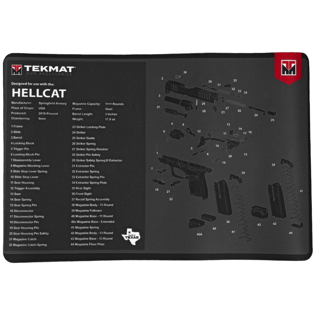 TekMat Premium Gun Cleaning Mat Hellcat 11" x 17" Black