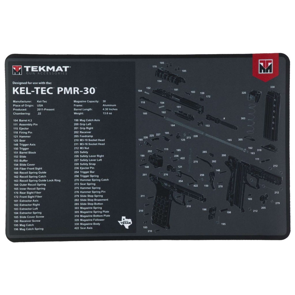 TekMat Cleaning Mat Kel-Tec PMR-30 Pistol Size 11"x17" Black