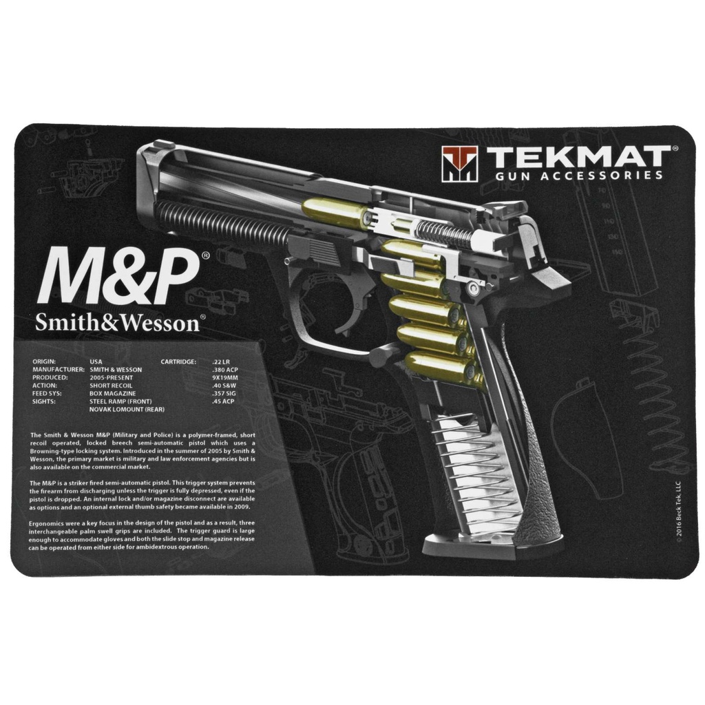 TekMat Gun Cleaning Mat S&W M&P 3D Cutaway 11" x 17" Black