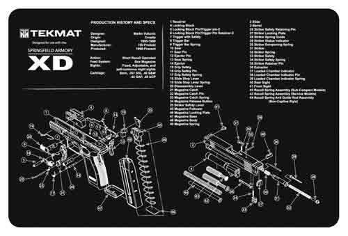 TekMat Gun Cleaning Mat  Springfield Armory XD 11" x 17" Black