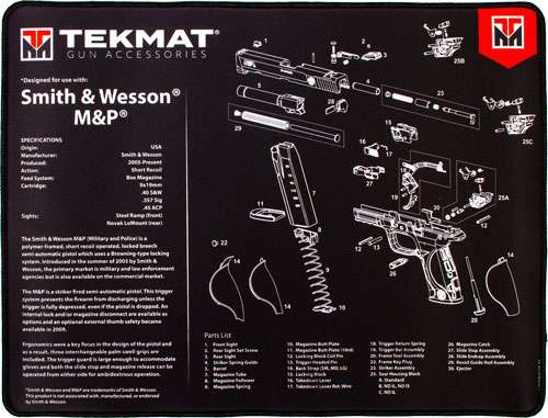 TekMat Ultra Premium Cleaning Mat S&W M&P Parts Diagram 15" x 20" Black