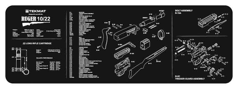 TekMat Gun Cleaning Mat Ruger 10/22 12"x36" Black