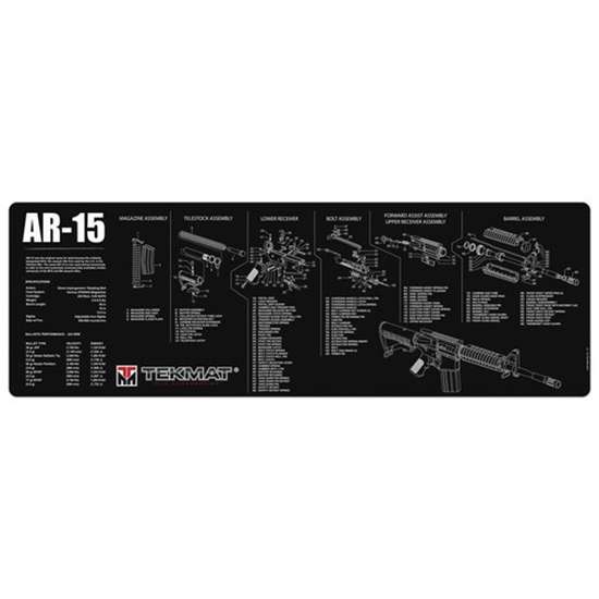 TekMat Original Cleaning Mat AR-15 Parts Diagram 12"x36" Black