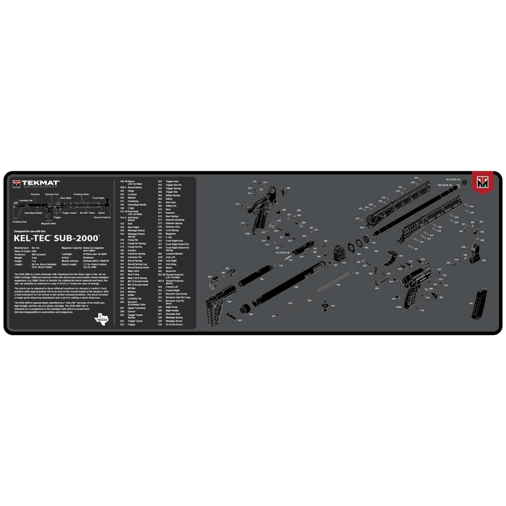 TekMat Cleaning Mat Kel-Tec Sub 2000 12"x36" Black