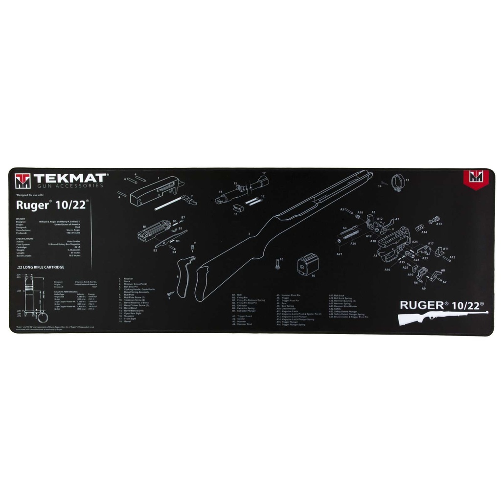 TekMat Ultra Premium Cleaning Mat Ruger 10-22 Parts 15" x 44" Black