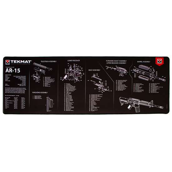 TekMat Ultra Premium Cleaning Mat AR-15 Parts Diagram 15" x 44" Black