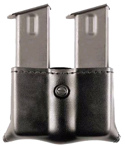 Safariland Boston Leather Plain 9MM /.40 Double Magazine Holder, Black